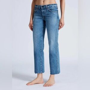 ASKK NY Low Rise Straight Leg Denim in Studded Muse